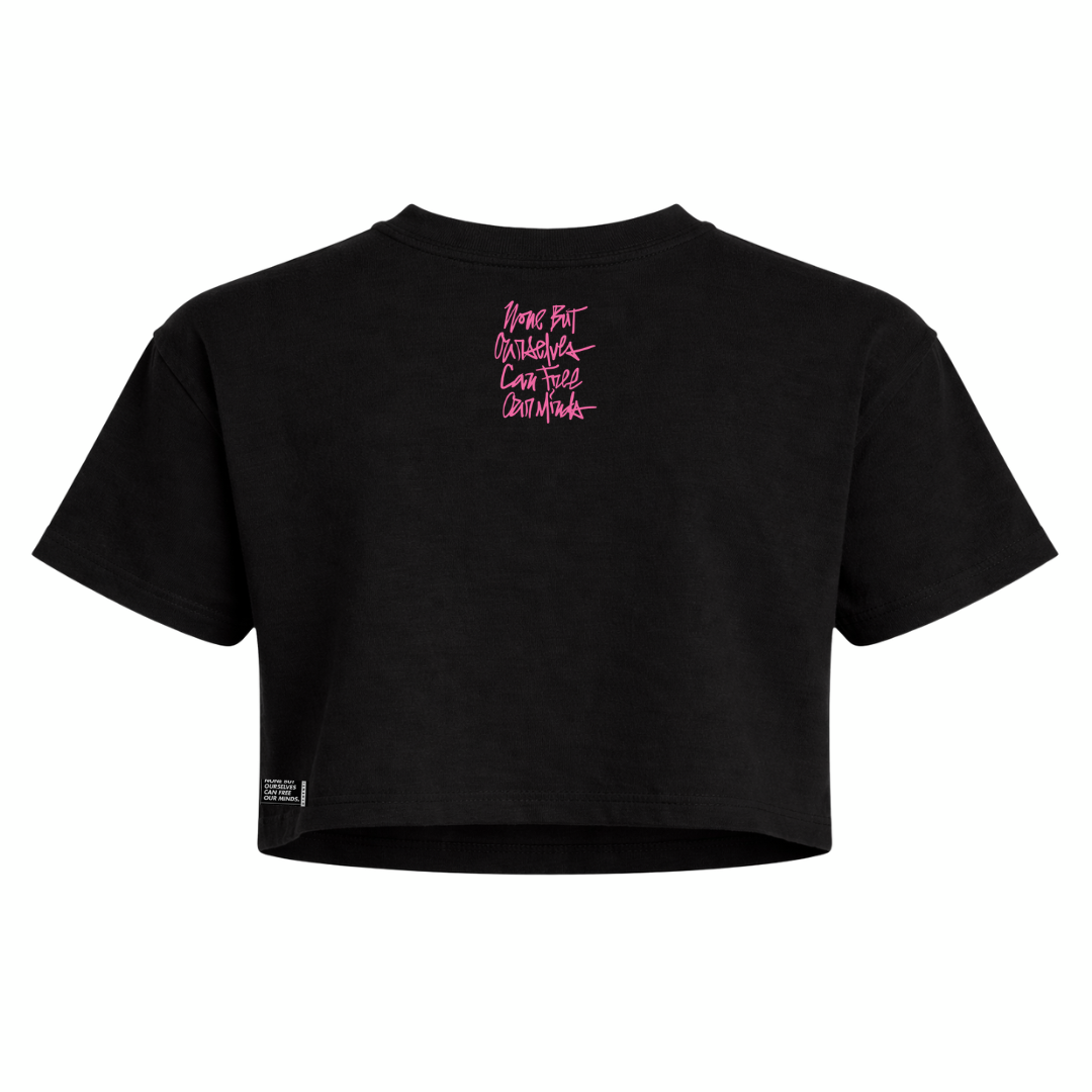 Womens Hot Pink Block Crop Tee Crop
