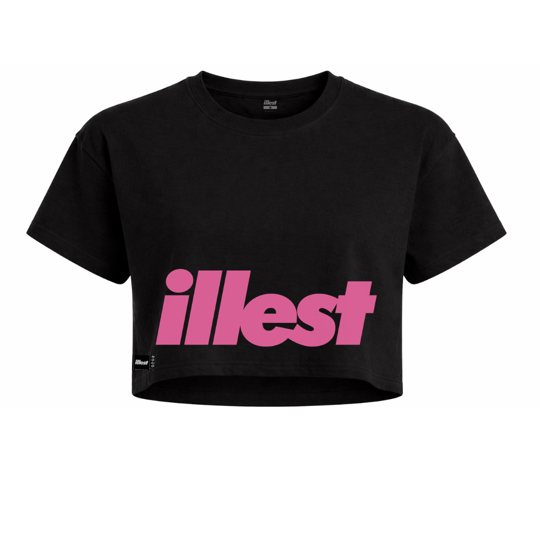 Womens Hot Pink Block  Crop Tee Crop